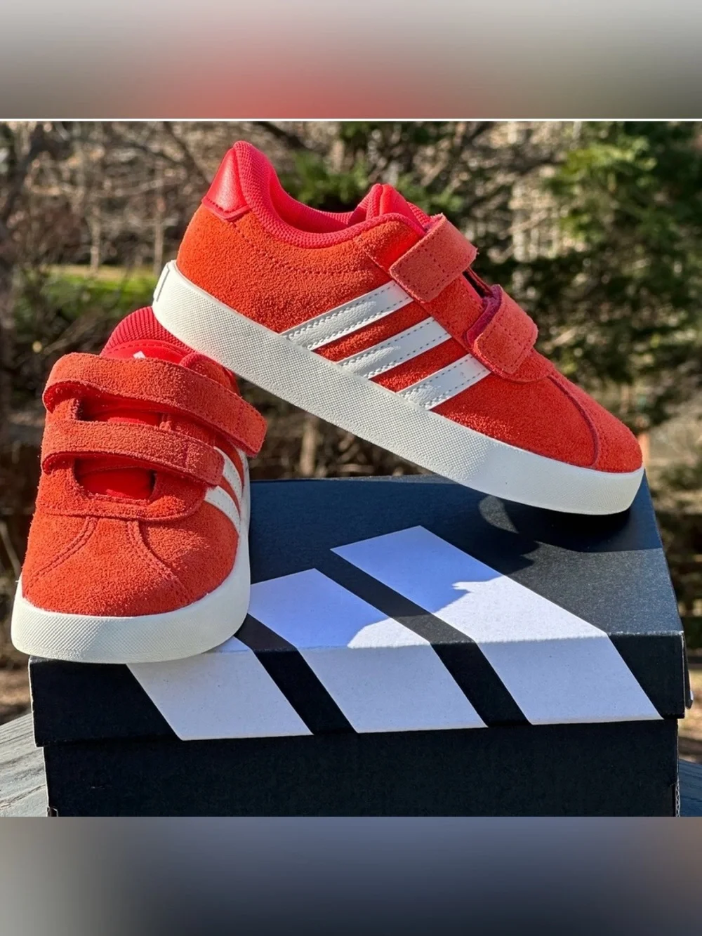 Adidas VL Court 3.0 Kids Youth Casual Sneakers 8C 10C Red White Gum Youth GS NEW